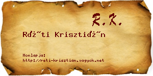 Réti Krisztián névjegykártya
